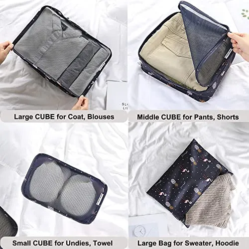 Garment bag set, packing bags for suitcases 6-piece ultra-light suitcase organizer set for travel, duffle bags, hand luggage and backpacks