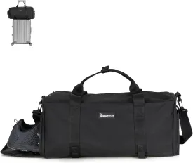 Gym Bag for Men with Shoe Compartment and Wet Pocket, Convertible Duffle & Gym Backpack, Waterproof Sports Bag with 2 Bottle Holders, Multipurpose Weekender Bag  Black