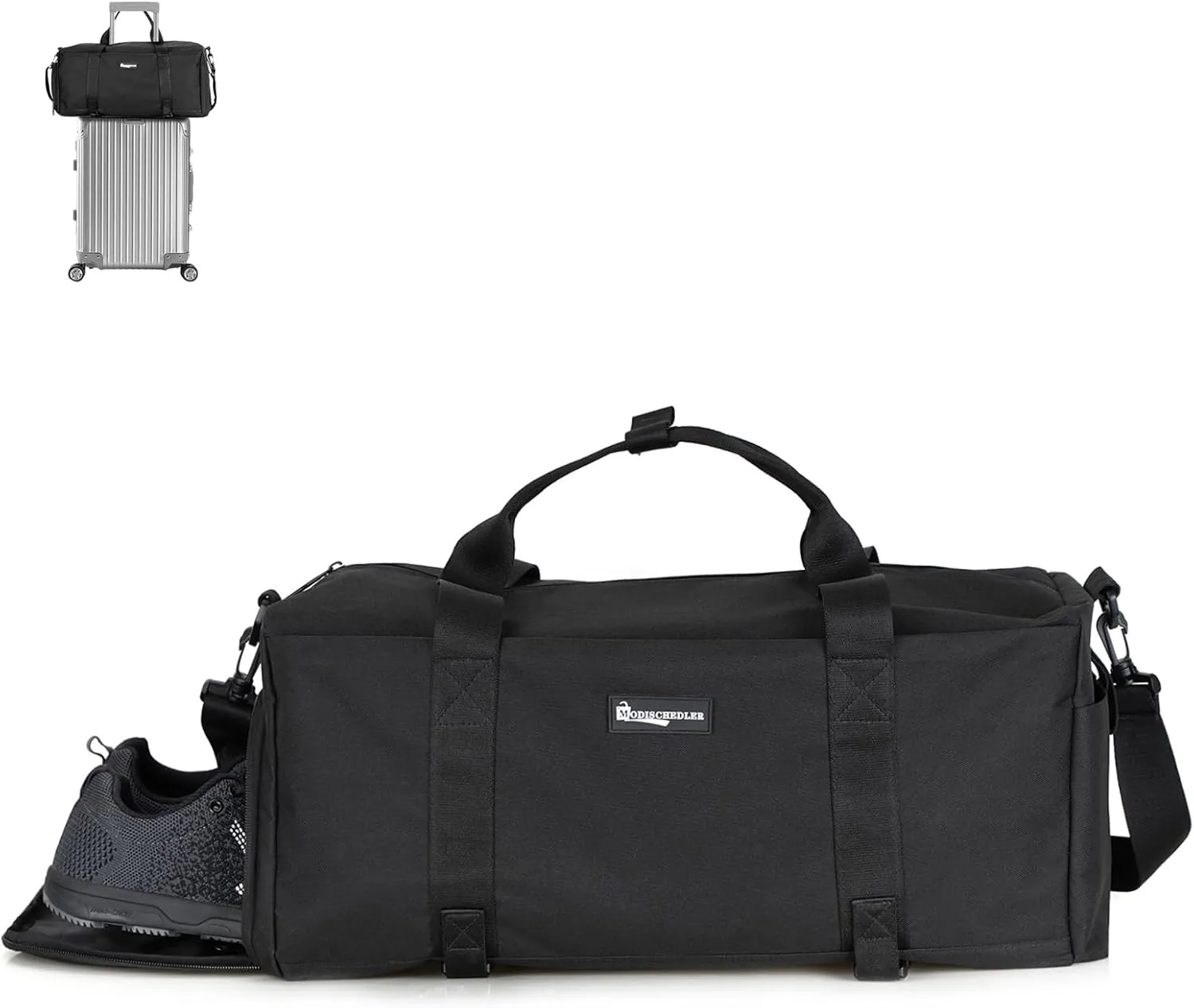 Gym Bag for Men with Shoe Compartment and Wet Pocket, Convertible Duffle & Gym Backpack, Waterproof Sports Bag with 2 Bottle Holders, Multipurpose Weekender Bag  Black