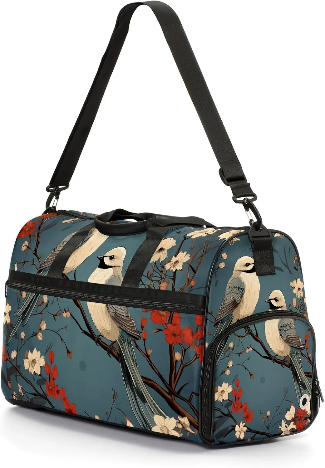 Gym Bag for Women, Carry on Weekender Overnight Bag, Travel Duffel Bags, Personal Item Travel Bag Tote Bag Workout Dance Bag, Chinese Painting Bird - 12
