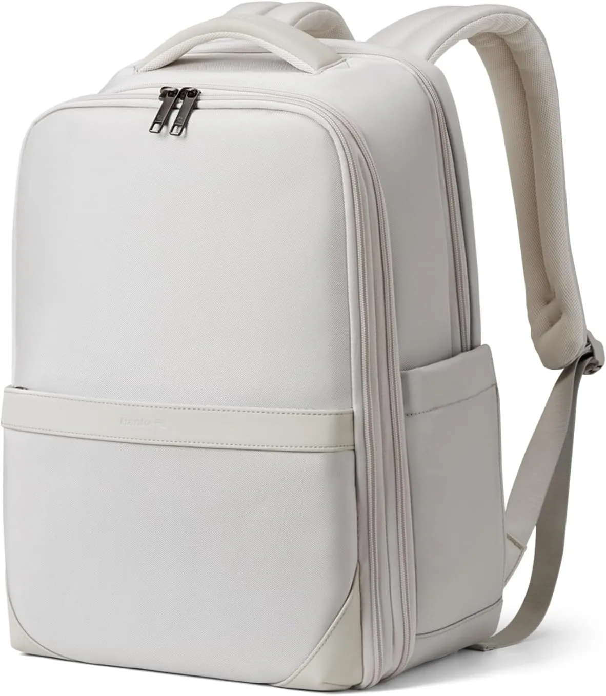 Hanke 17 Inch Expandable Backpack with Luggage Strap Business Travel Laptop Backpack for Women Mens Work Computer Bagpack Fits 15.6 Inch Laptop(Greyish White)