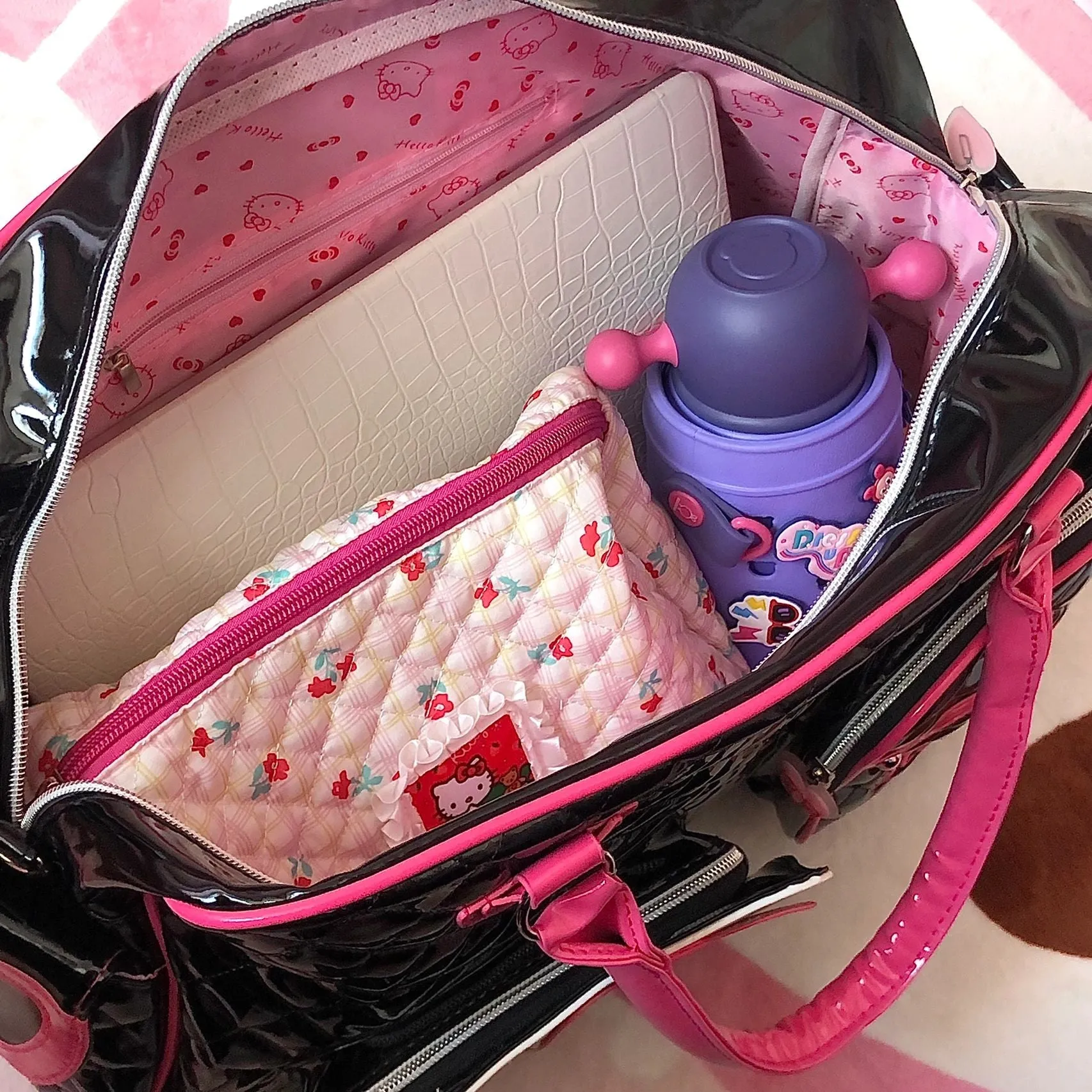 Hellokitty Weekender Bag for Women Cute PU Travel Tote Bag Gym Duffel Bag