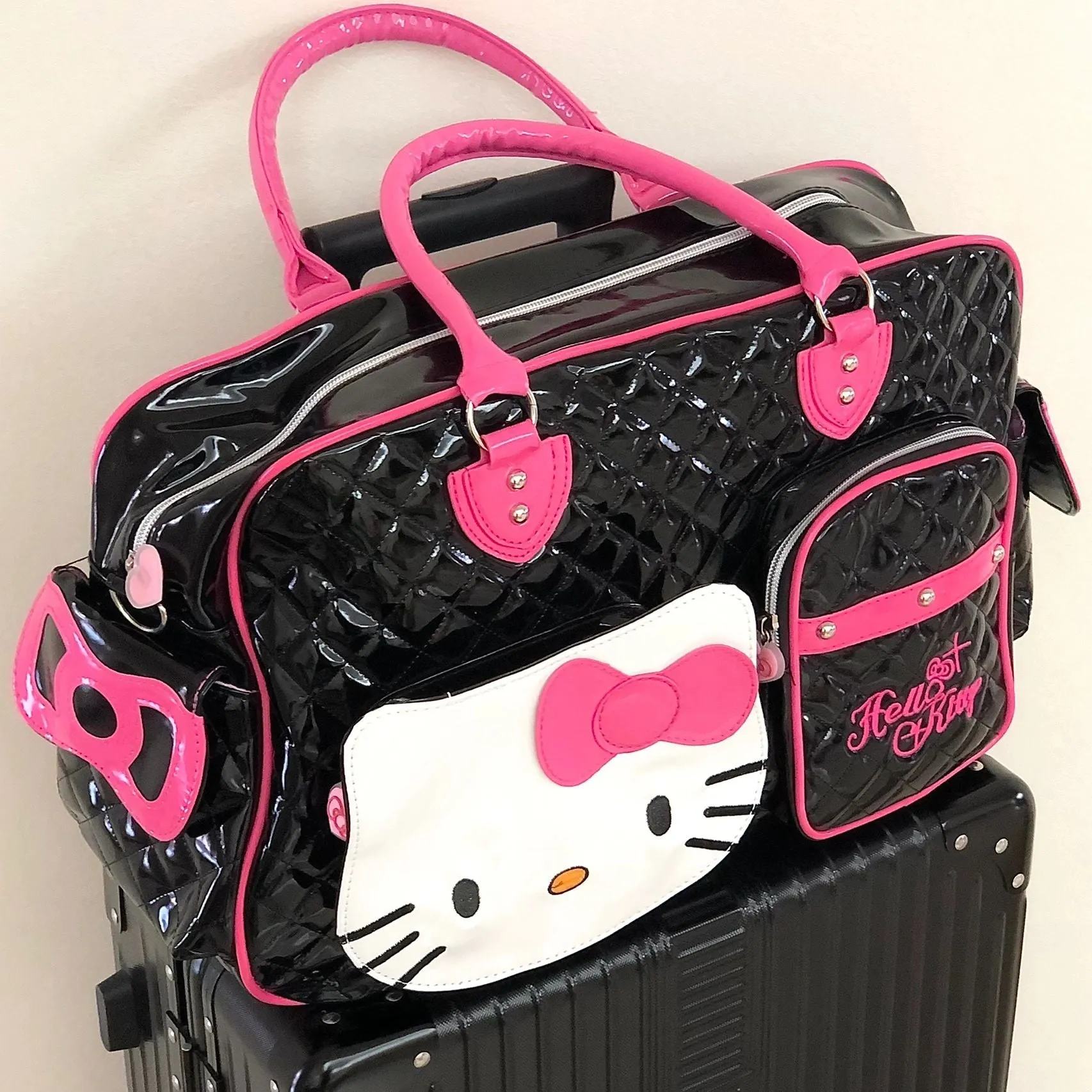 Hellokitty Weekender Bag for Women Cute PU Travel Tote Bag Gym Duffel Bag