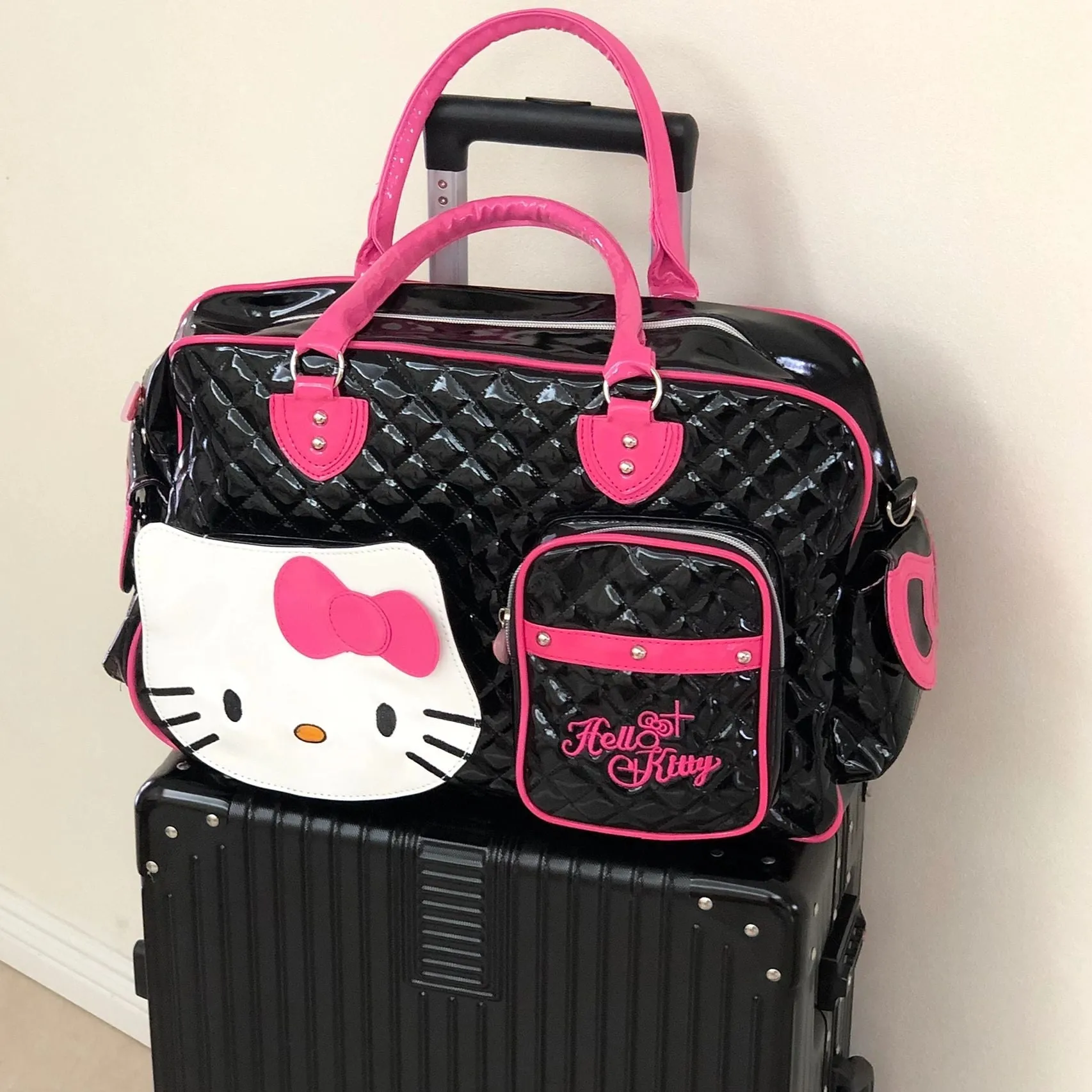 Hellokitty Weekender Bag for Women Cute PU Travel Tote Bag Gym Duffel Bag