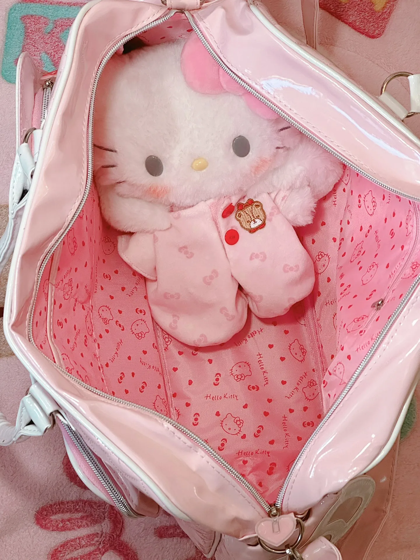 Hellokitty Weekender Bag for Women Cute PU Travel Tote Bag Gym Duffel Bag