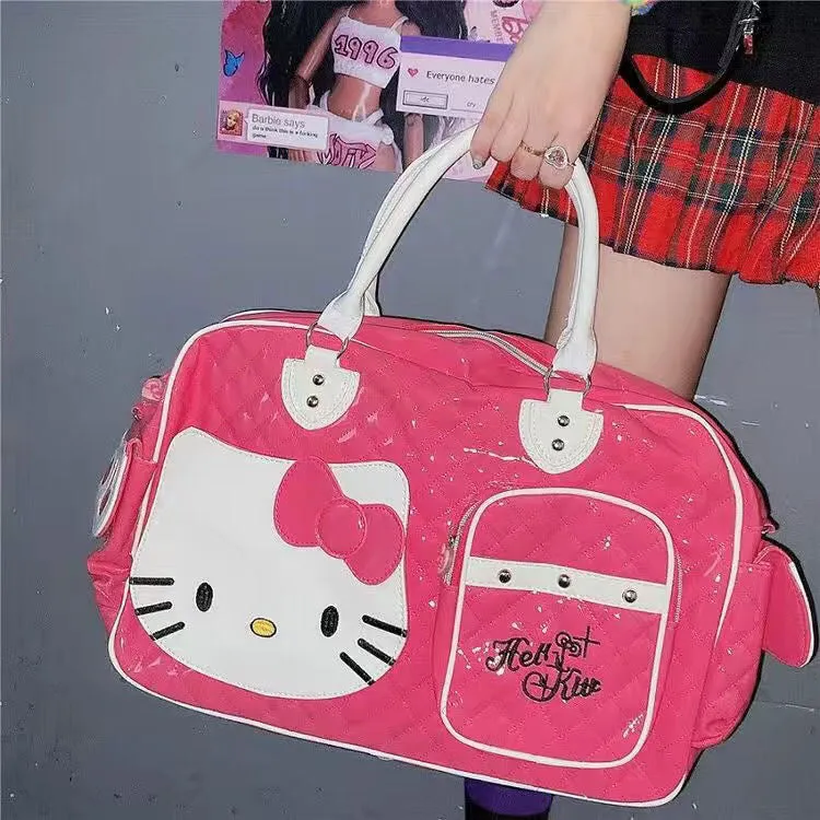 Hellokitty Weekender Bag for Women Cute PU Travel Tote Bag Gym Duffel Bag