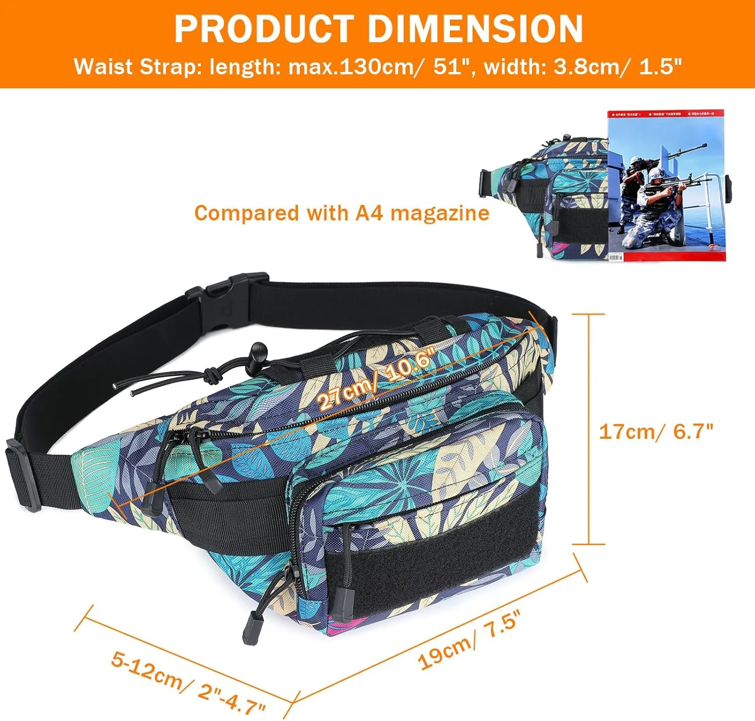 Huntvp Military Fanny Pack Tactical Waist Bag Pack Water-resistant Hip Belt Bag Pouch for Hiking Climbing Bumbag