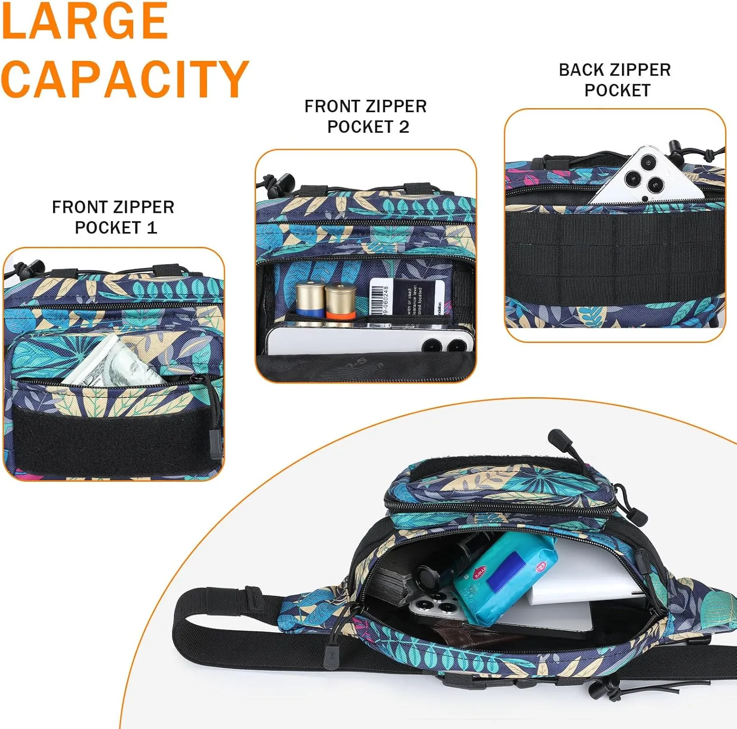 Huntvp Military Fanny Pack Tactical Waist Bag Pack Water-resistant Hip Belt Bag Pouch for Hiking Climbing Bumbag