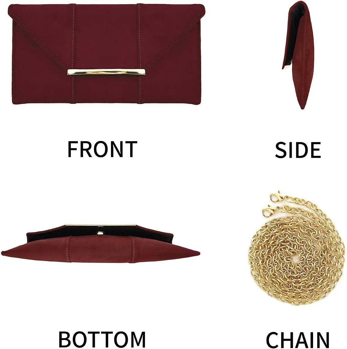 JNB Faux Microsuede Envelope Clutch
