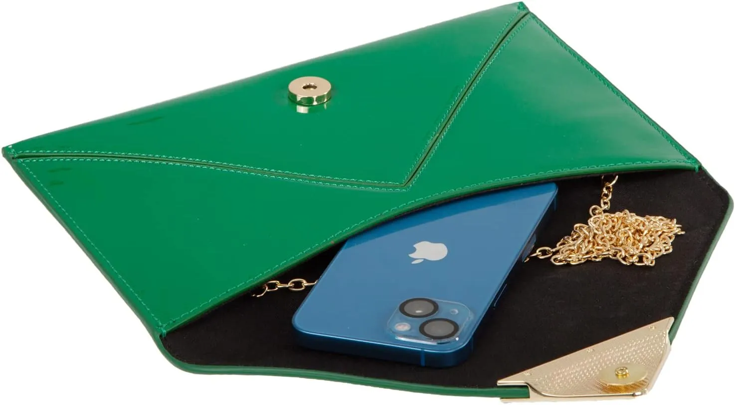 JNB Faux Patent Leather Glossy Envelope Clutch