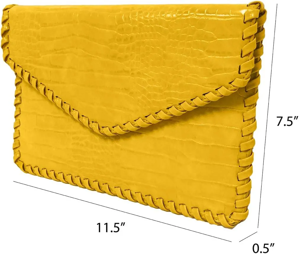 JNB Flat Crocodile Pattern Envelope clutch