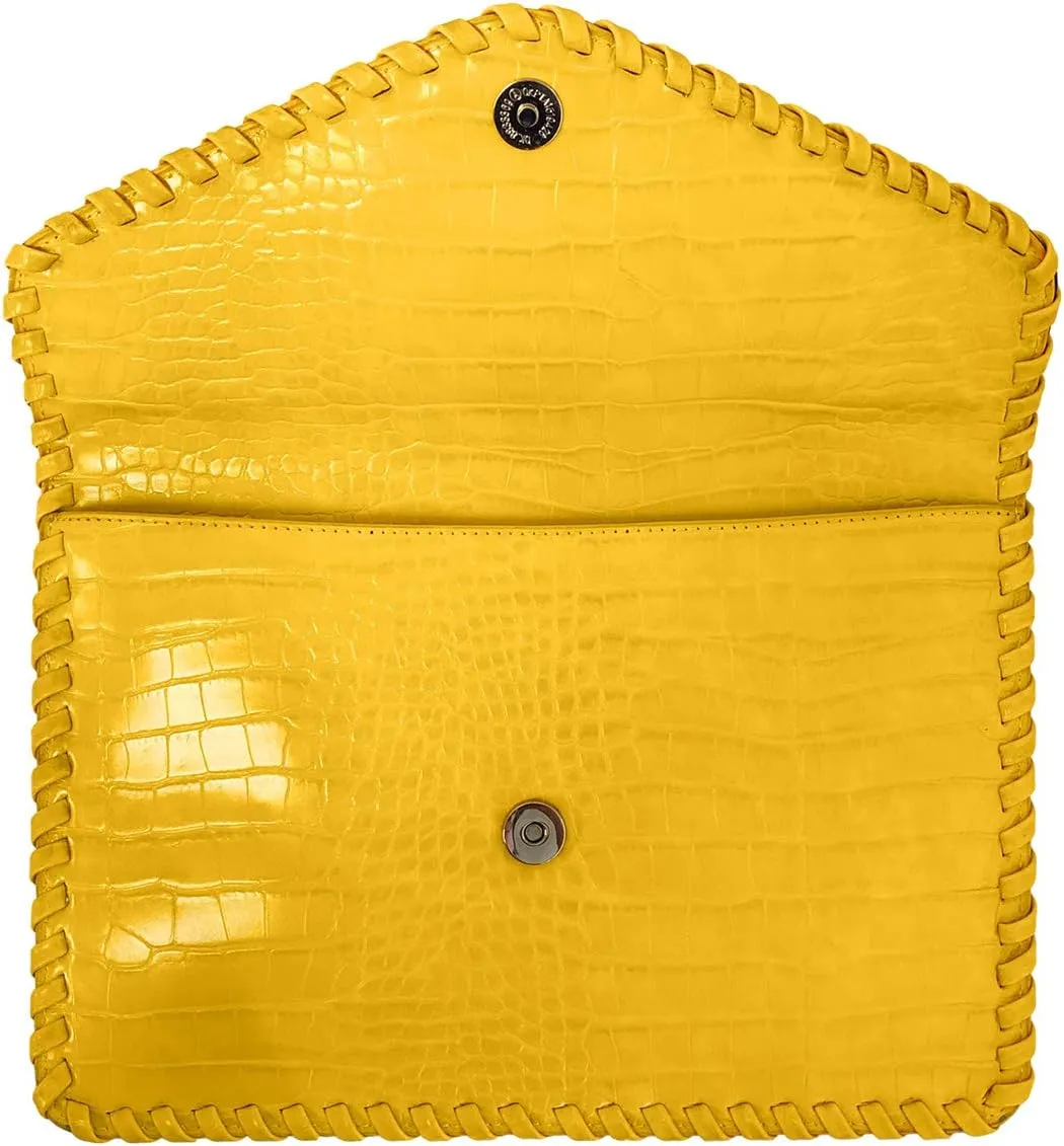 JNB Flat Crocodile Pattern Envelope clutch