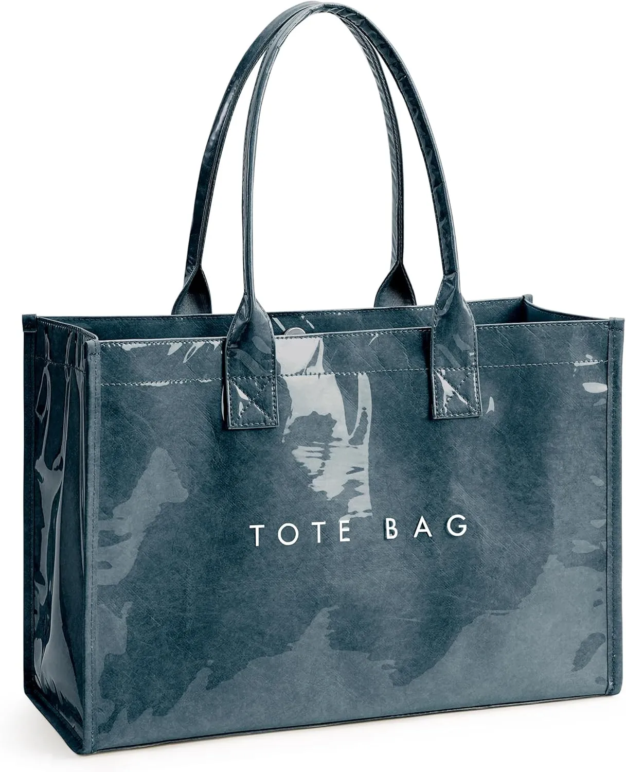 KALIDI PVC Tote Bag Womens Kraft Paper Work Handbags Purses with Top Handle
