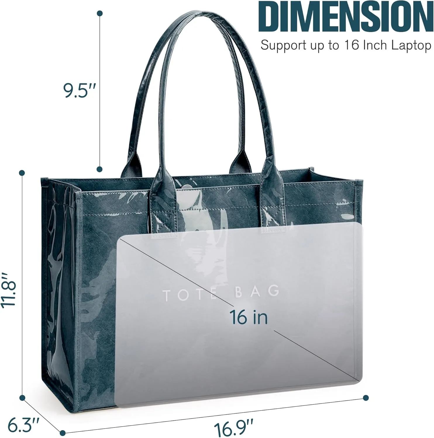 KALIDI PVC Tote Bag Womens Kraft Paper Work Handbags Purses with Top Handle
