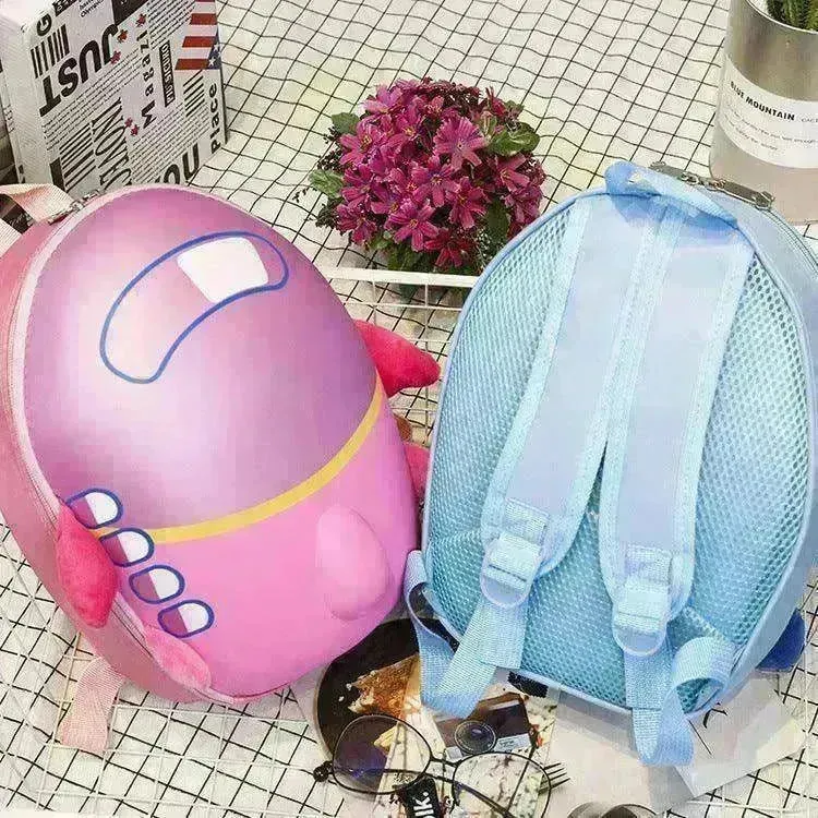 Kids' Cartoon Aircraft Hard Shell Backpack: Waterproof, Double Shoulder Bag