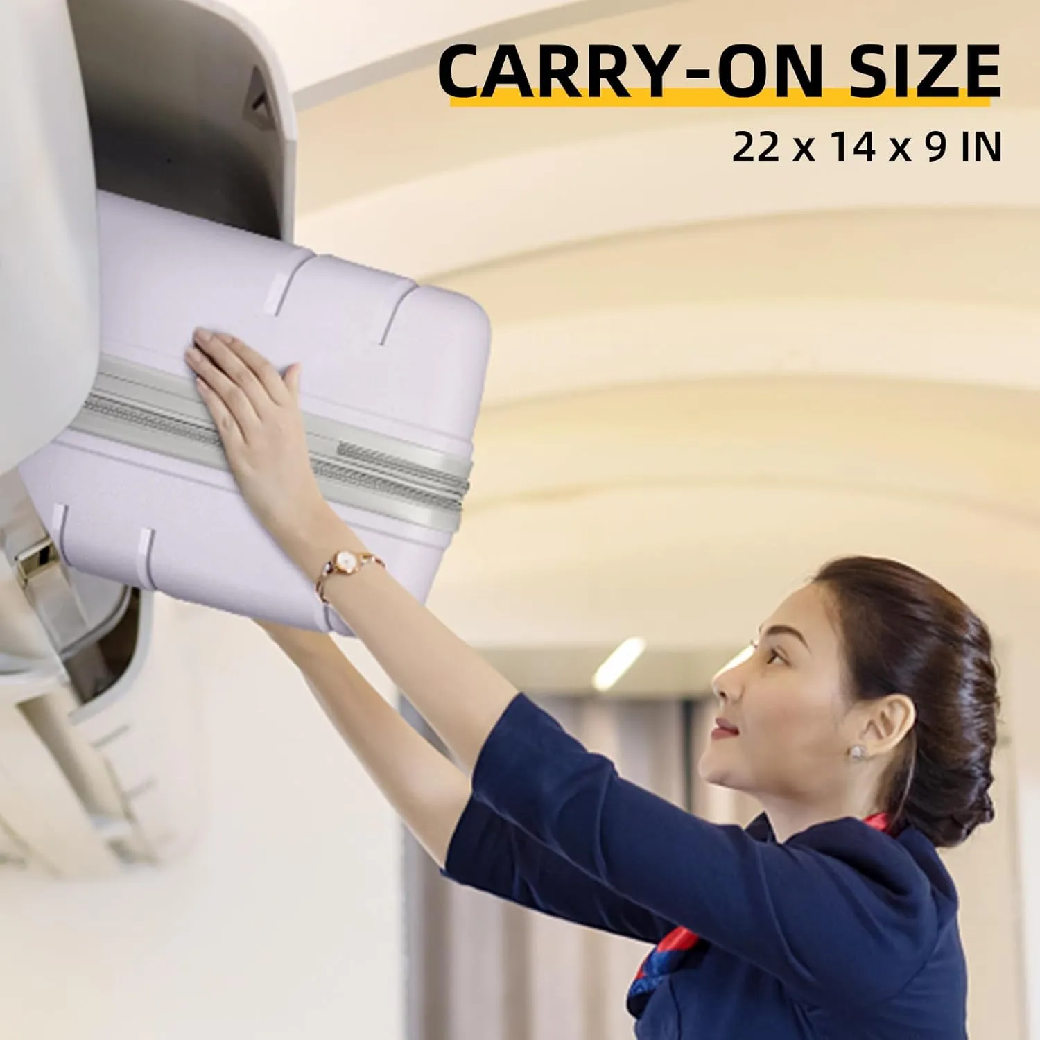 LARVENDER 3-Piece Carry On Luggage for Women,Hard Shell Suitcase 20Inch Carry On Luggage 22x14x9 Airline Approved, Spinner Wheel and TSA LockLavender 20Inch/DB/TB