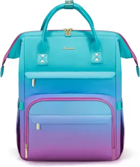 LOVEVOOK Gradient Laptop Backpack for Women,15.6 Inch Work Computer Bakcpack Purse Laptop Bag With Anti-Theft Pocket,Waterproof Carry on Teacher College Backpack for Travel,Green-Red
