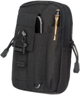 Men's Waist Bag Hiking Purse Case for Mobile Phone Keys Wallet Belt Pack for Outdoor Activities Black Color