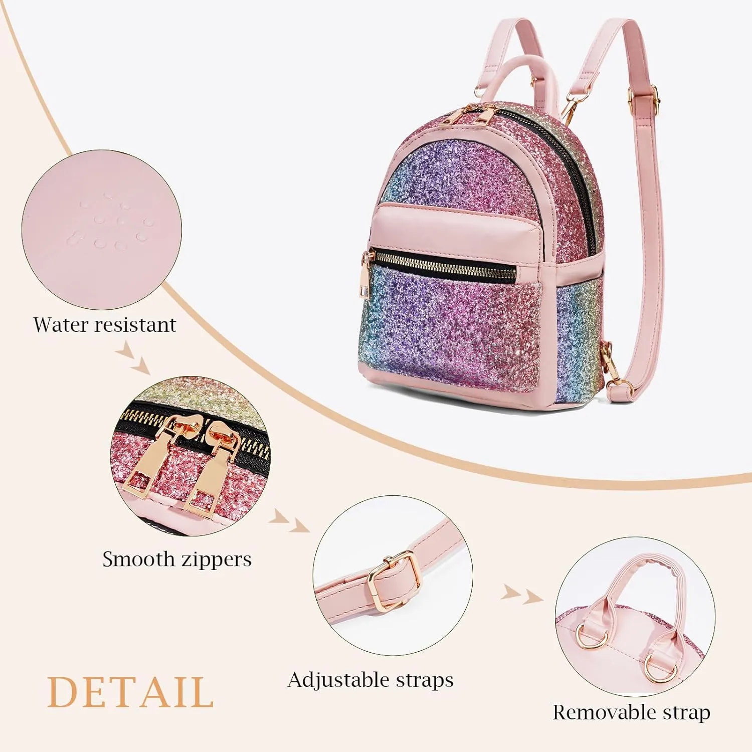 Mini Backpack for Girls, Small Backpack Purse for Women Teens Kids, Cute Mini Bookbag with Coin Purse Gift
