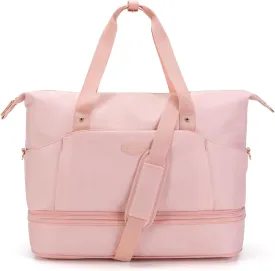 Missnine Weekender Bag for Women, Foldie Travel Bag Expandable with Shoes Compartment Travel Duffel 50L Carry on Overnight Gym