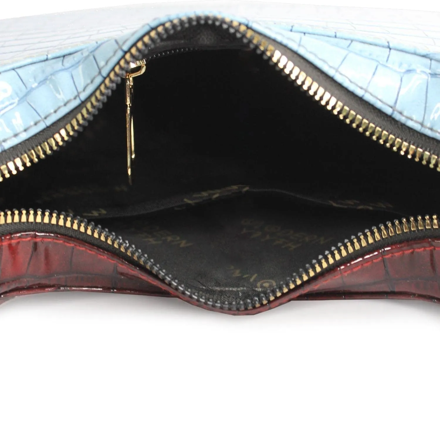 Modern Myth BELL Two Color Croco Finish Structured Handbag for Girls & Women