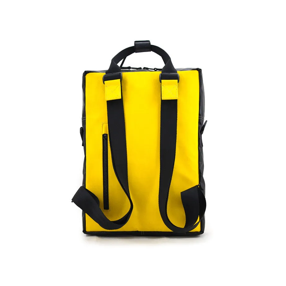 Mote One Backpack Lady in Saree in Blue on Yellow and Black [15"laptop bag]