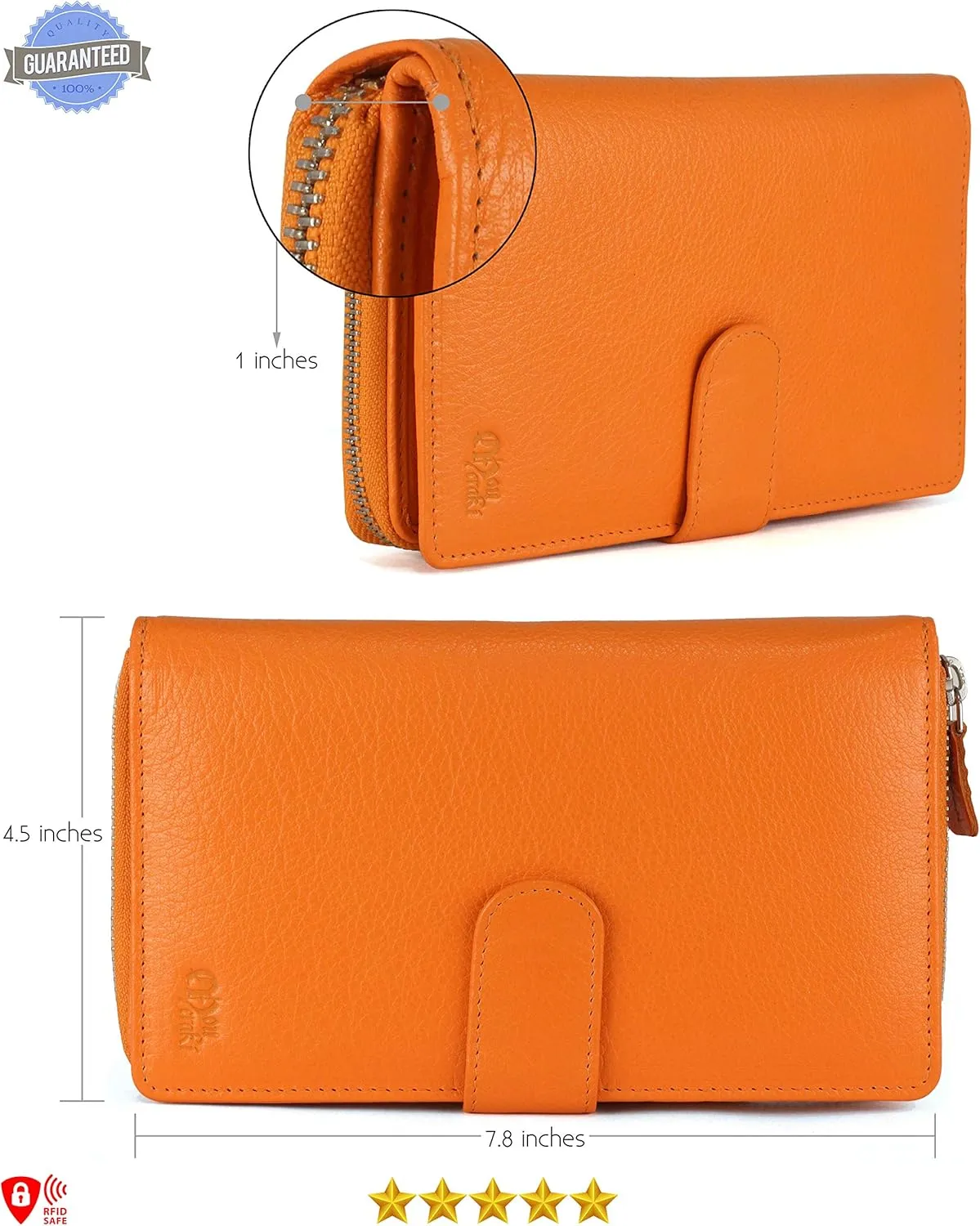 Mou Meraki Big Fat RFID Blocking Leather Organizer Checkbook Wallets For Women - Clutch