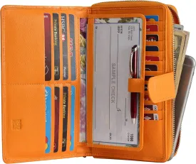 Mou Meraki Big Fat RFID Blocking Leather Organizer Checkbook Wallets For Women - Clutch