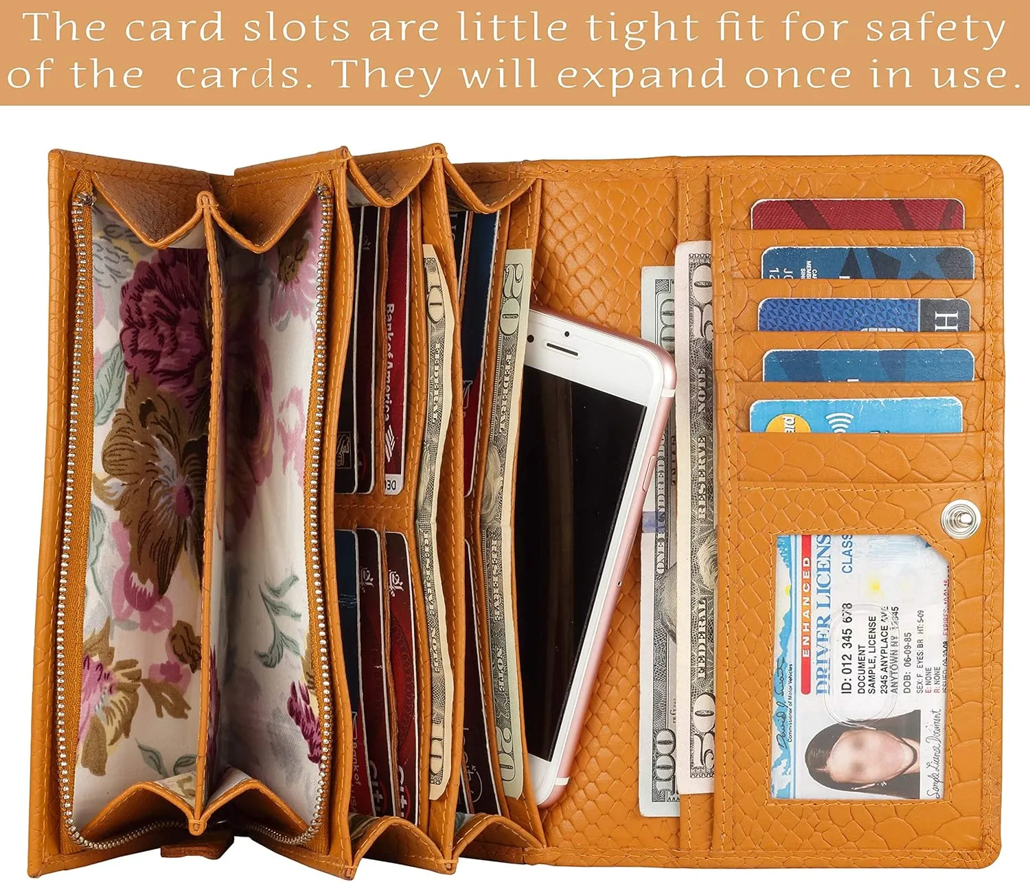 Mou Meraki Women RFID Blocking Genuine Leather Bifold Wallet-Clutch For Women-Shield Against Identity Theft
