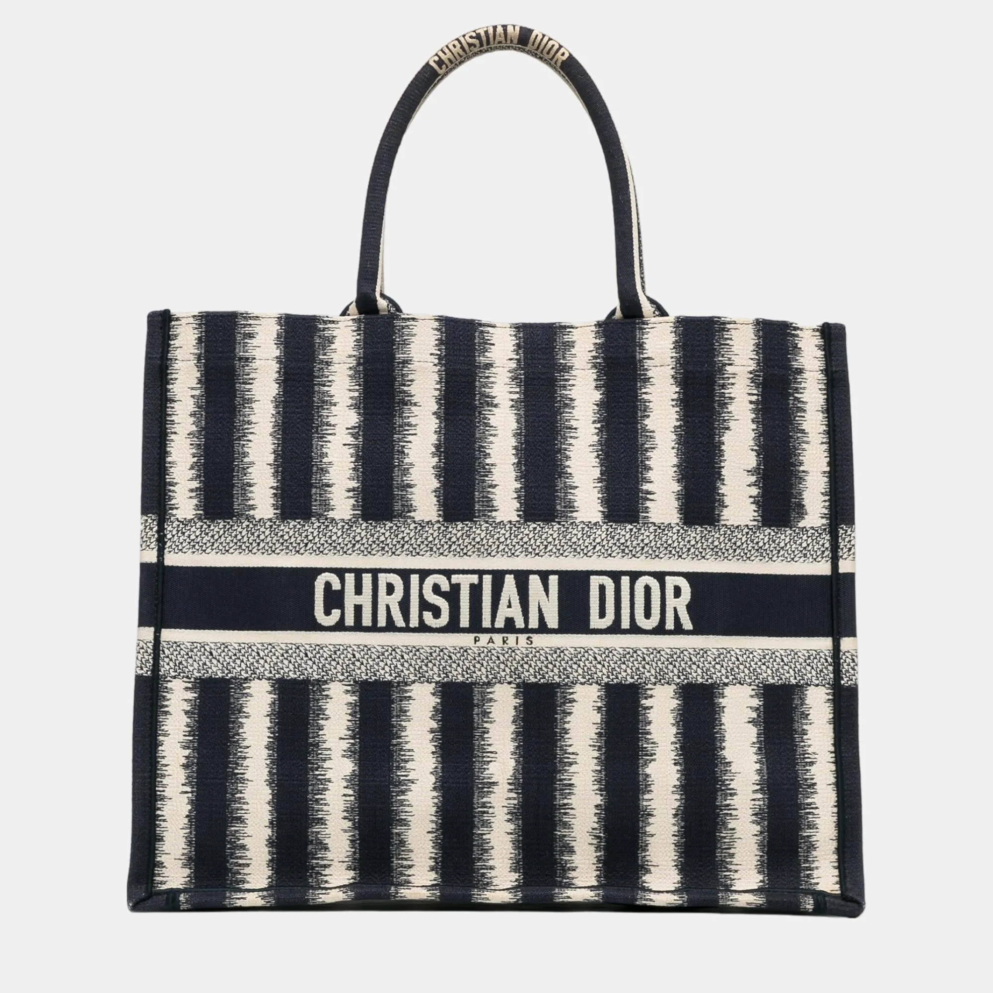 Navy Blue Large Striped Book Tote