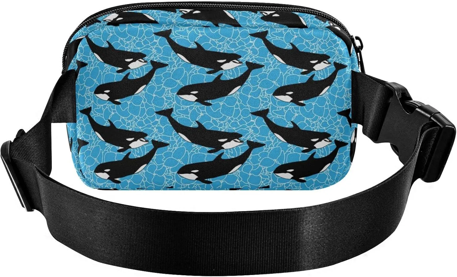 Orca Killer Whale Fanny Pack for Men Women,Crossbody Waist Bag Pack with Adjustable Strap Mini Belt Bag for Running Cycling