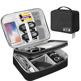 Organizer Bag, Travel Electronics Case 3 Layer Large Capacity Multifunctional Waterproof Shockproof Case for Cables, ipad, Charger, Mobile Phone, Hard Drives, Powerbank