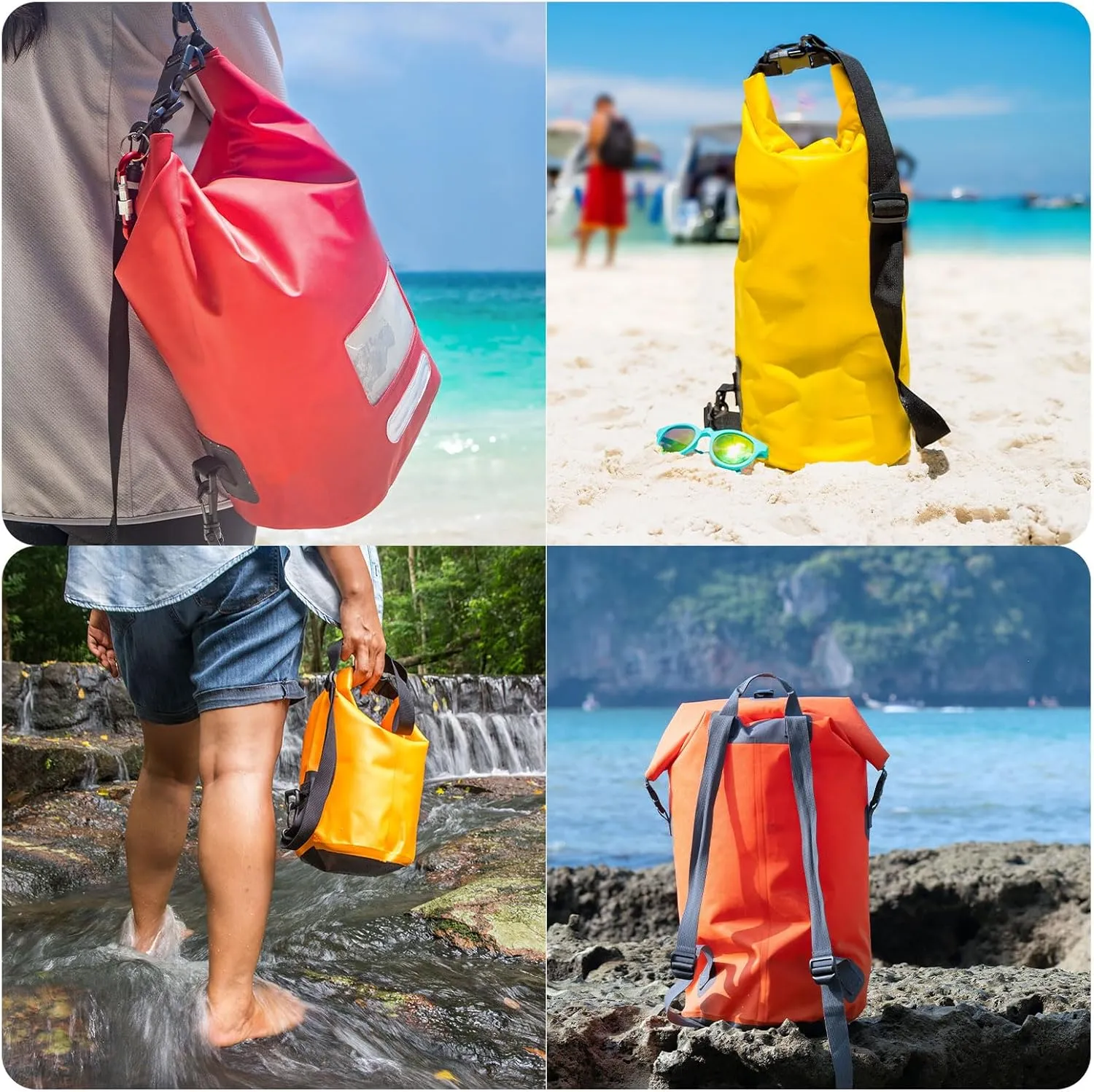 PATIKIL 24L Waterproof Dry Bags, 2 Pack Portable Dry Sack Roll Top Bag Lightweight Dry Storage Bag for Gym Kayaking Hiking Swimming Camping, Fruit Green