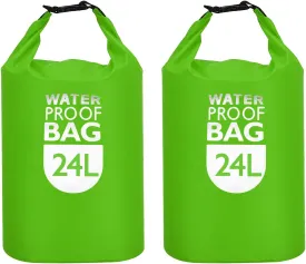 PATIKIL 24L Waterproof Dry Bags, 2 Pack Portable Dry Sack Roll Top Bag Lightweight Dry Storage Bag for Gym Kayaking Hiking Swimming Camping, Fruit Green