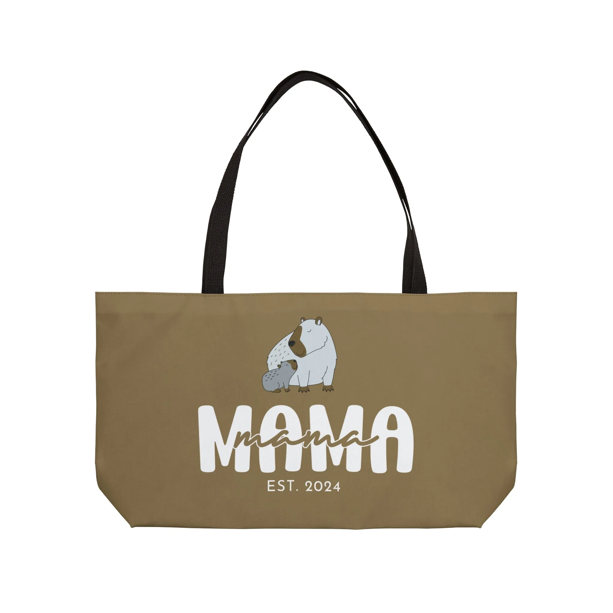 Personalized Mama Capybara Weekender Tote Khaki, Gift For Mom