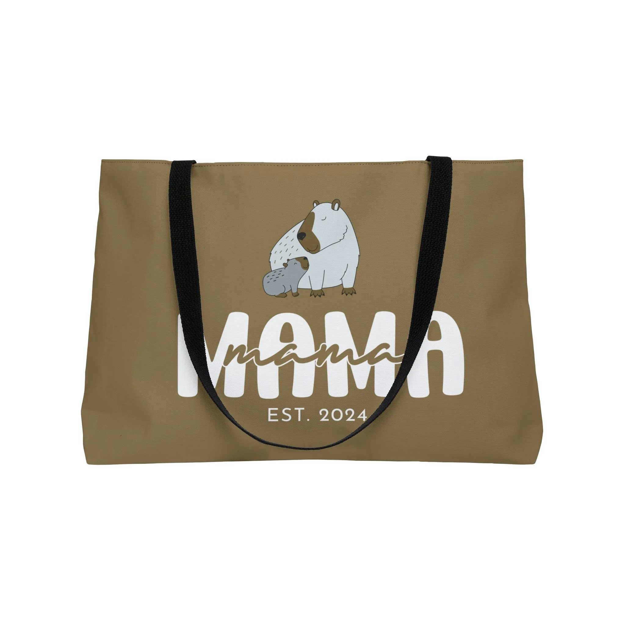 Personalized Mama Capybara Weekender Tote Khaki, Gift For Mom