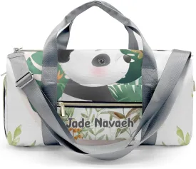 Personalized Woodland Leaves Cute Panda Customized Multi-functional Handbag Travel Bag, Unisex Portable Duffel Bag