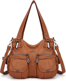 Purses and Handbags Women Tote Shoulder Top Handle Satchel Hobo Bags Fashion Washed Leather Purse