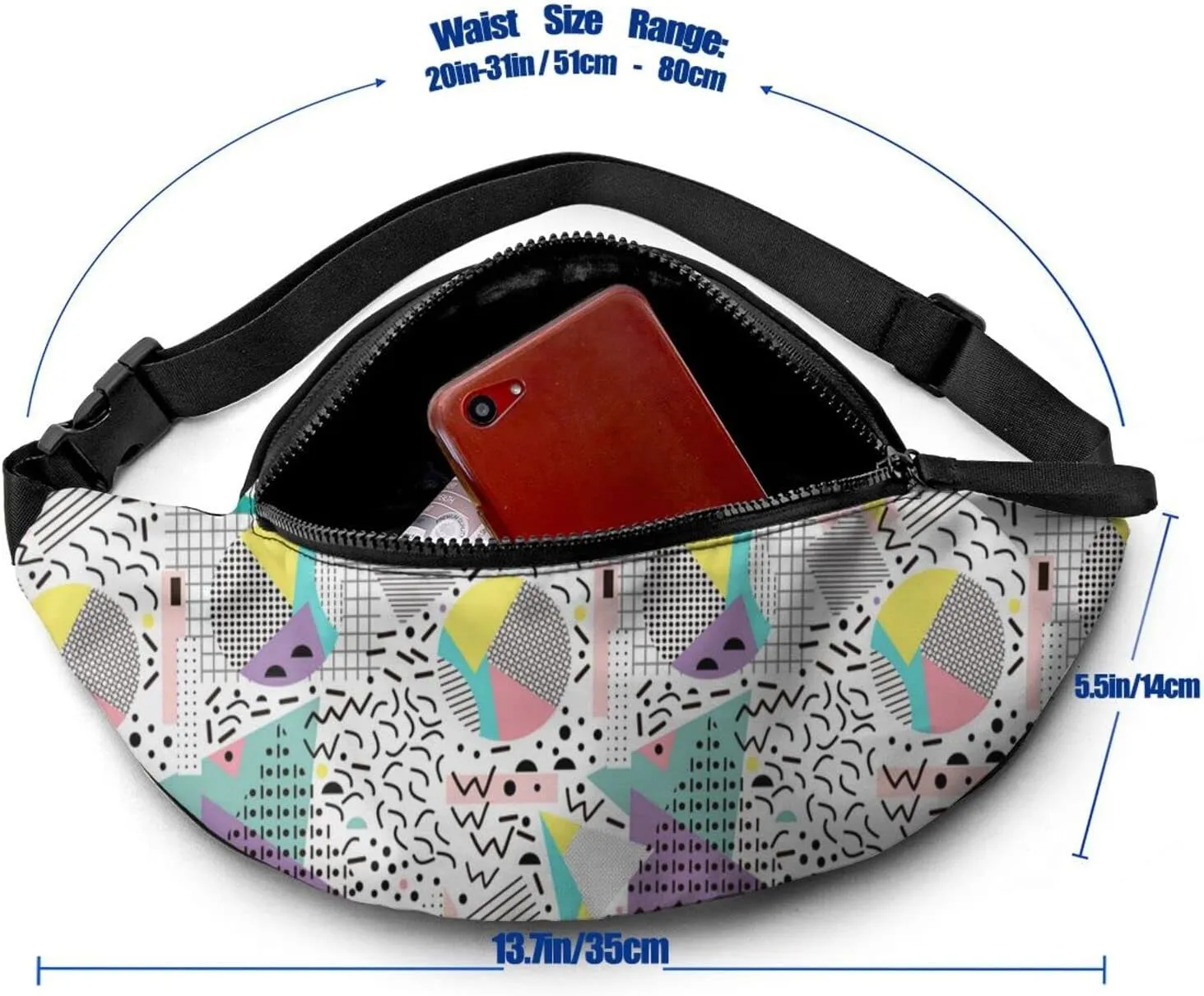 Retro 80S 90S Fanny Waist Bag Pack Casual Chest Bag Waist Packs Everywhere Belt Bag Sling Bag for Women Men
