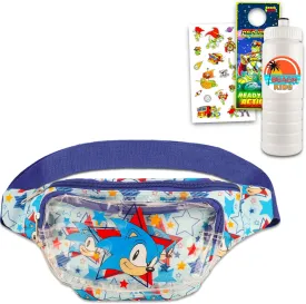 Sonic the Hedgehog Fanny Pack for Kids - Bundle with Sonic Belt Bag with Dual Zippers Plus Water Bottle, Stickers, More | Sonic the Hedgehog Waist Bag for Boys