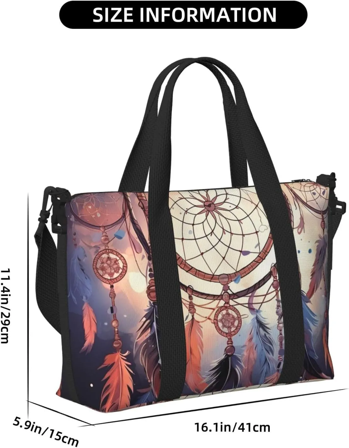 Sports Gym Bag for Women Men Travel Duffel Bag Tote Native American Dream Catcher Weekender Bag Canvas Carry on Overnight Bag for Travel Swimming Fitness Workout Sports Duffle Bag
