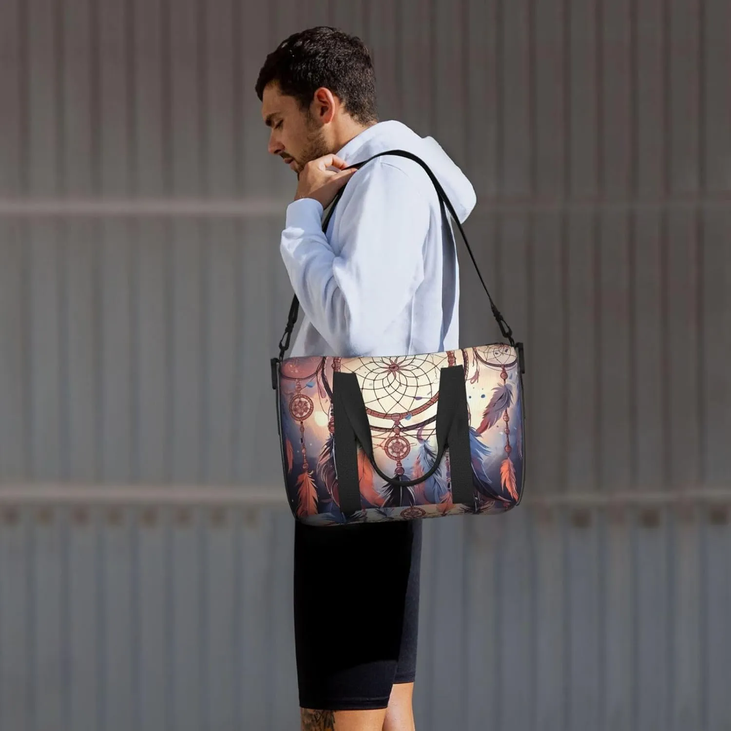 Sports Gym Bag for Women Men Travel Duffel Bag Tote Native American Dream Catcher Weekender Bag Canvas Carry on Overnight Bag for Travel Swimming Fitness Workout Sports Duffle Bag