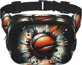 Square Basketball-Energy-Motion Double-Layer Sport Fanny Pack Waist Pack Large Crossbody Waist Bag For Running Travel Walking