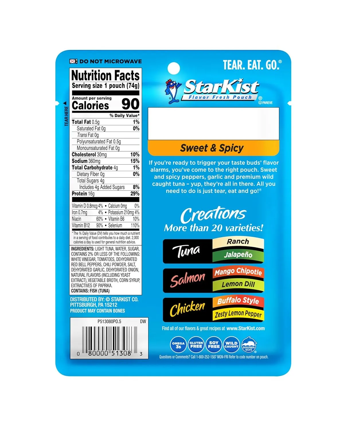 StarKist Tuna Creations, Sweet & Spicy, 2.6 Oz, Packaging May Vary, Pack of 12