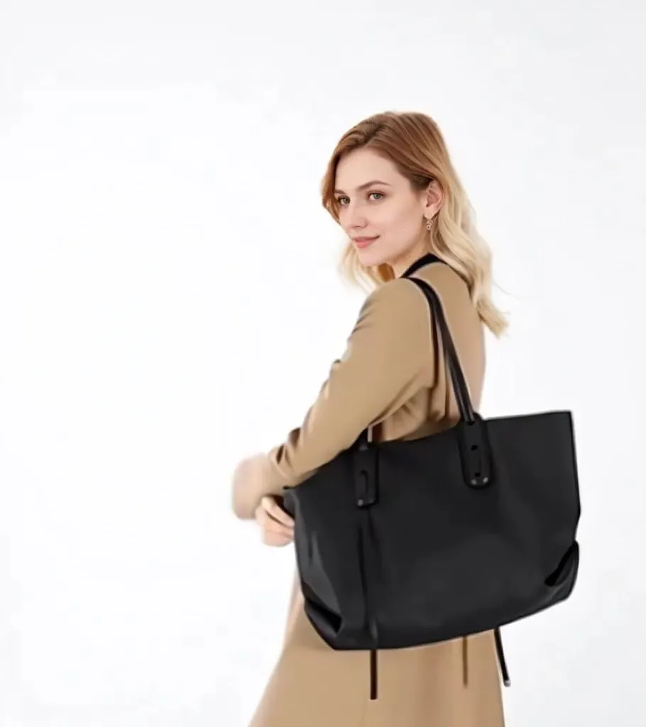 Tote Handbag, Foldable Zippered Shoulder Bag for Women,Laptop Size