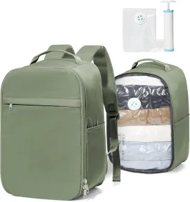 Vacuum Backpack Travel,Vacpack With Pump,Vacuum Compression Backpack,Airback Personal Item Carry on Backpacks Flight Approved,Hiking Business,20L,Grey Green