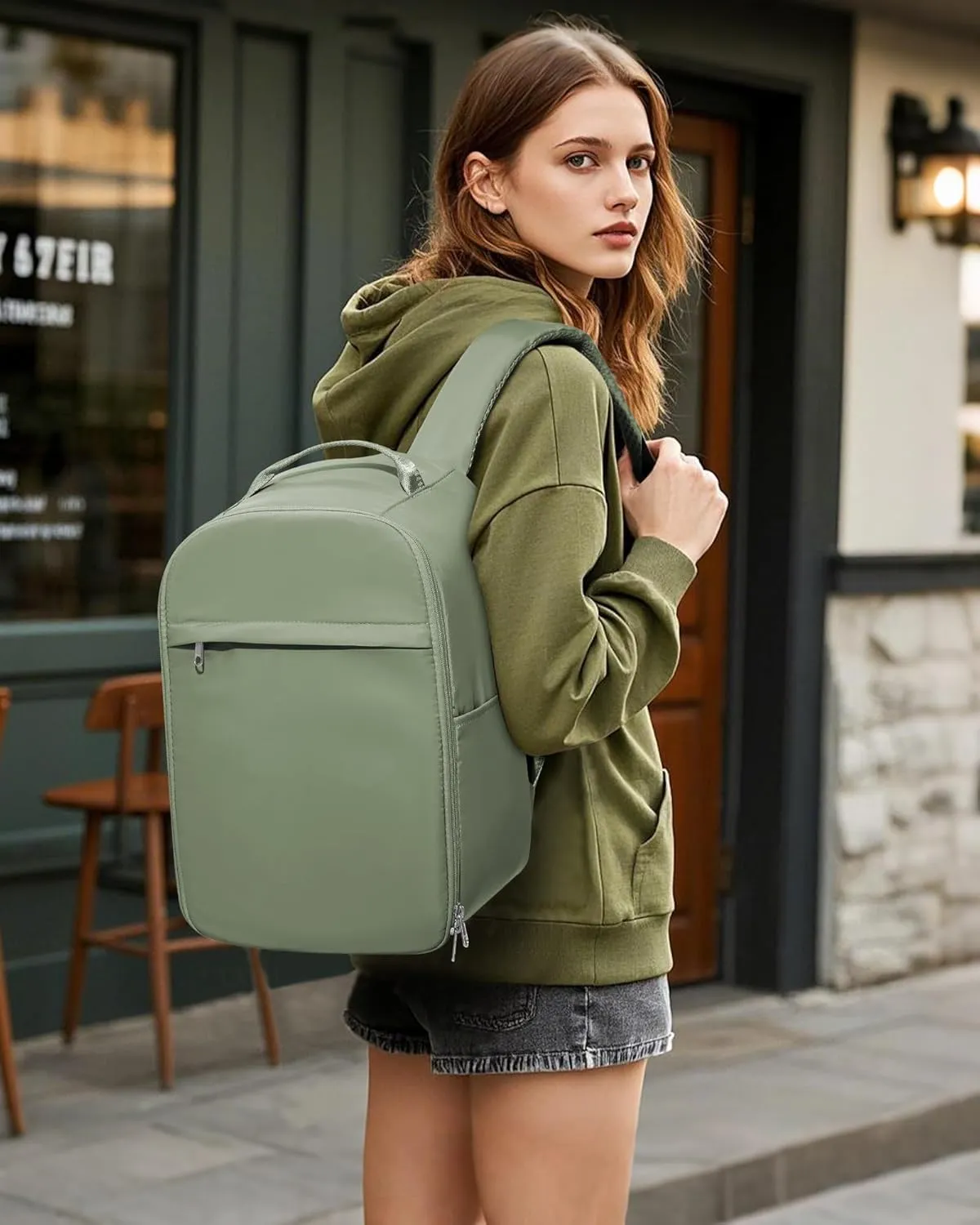 Vacuum Backpack Travel,Vacpack With Pump,Vacuum Compression Backpack,Airback Personal Item Carry on Backpacks Flight Approved,Hiking Business,20L,Grey Green