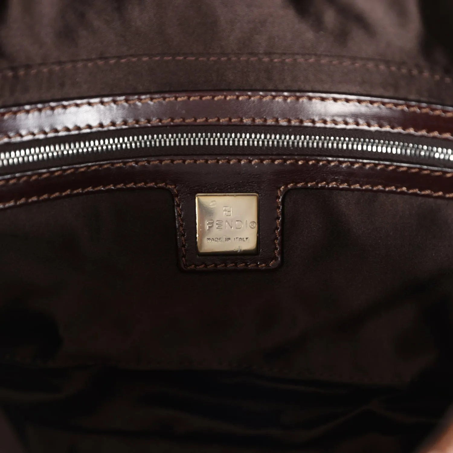 Vintage Fendi Baguette Bag Brown Beaded Satin Silver Hardware