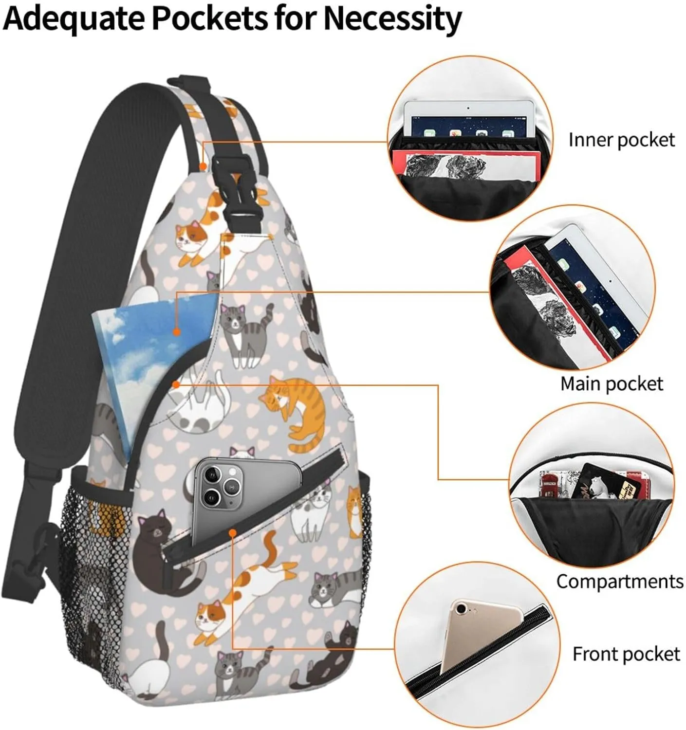 VOOHDDY Sling Bag For Women Men Travel Hiking Backpack Crossbody Shoulder Chest Bags Casual Daypack Sport