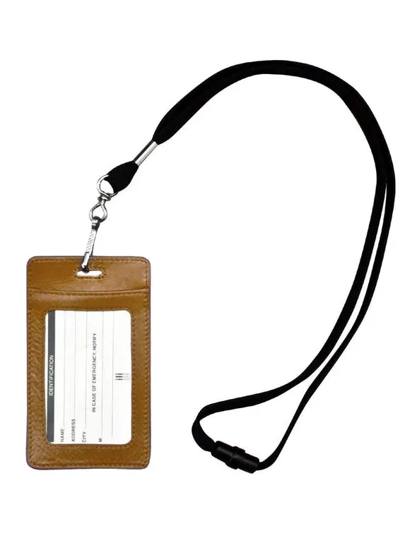 Wallet I.D. Badge HolderWith Lanyard Antique Saddle Leather RFID Blocking 7200